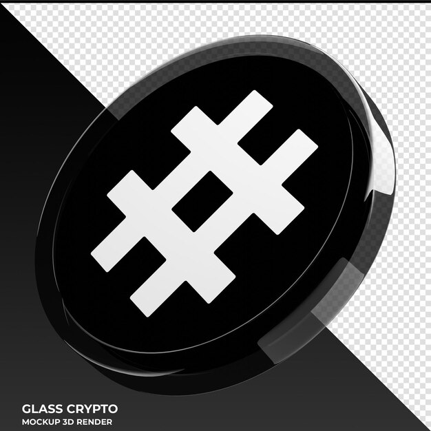 Ilustração 3D da moeda criptográfica de vidro RSR de direitos de reserva