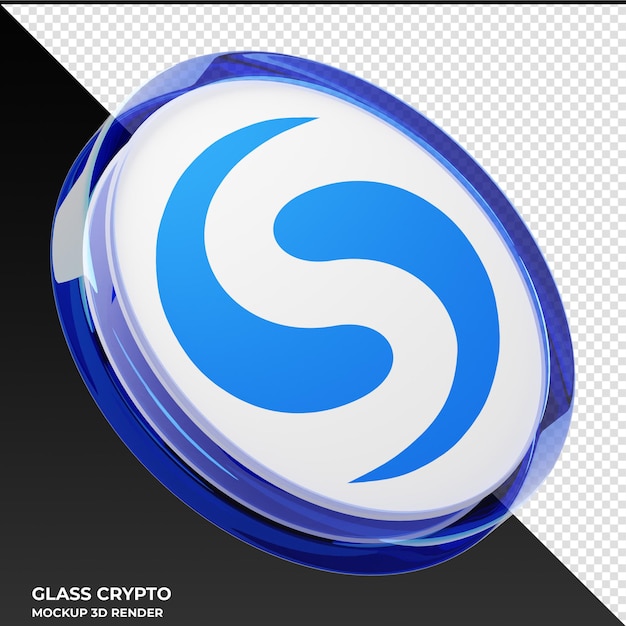 PSD ilustração 3d da moeda criptográfica de vidro syscoin sys
