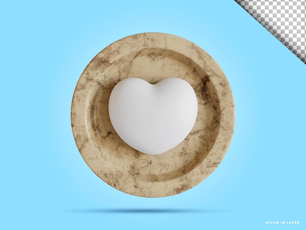 PSD ilustração 3d da moeda do amor do coração em fundo transparente