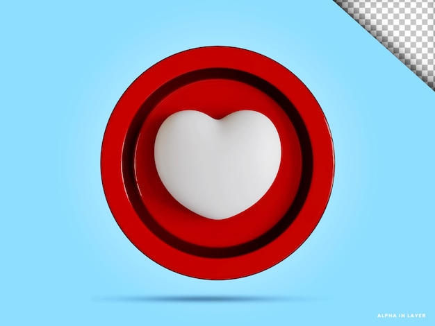PSD ilustração 3d da moeda do amor do coração em fundo transparente