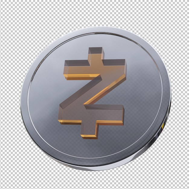 Ilustração 3d da moeda zcash