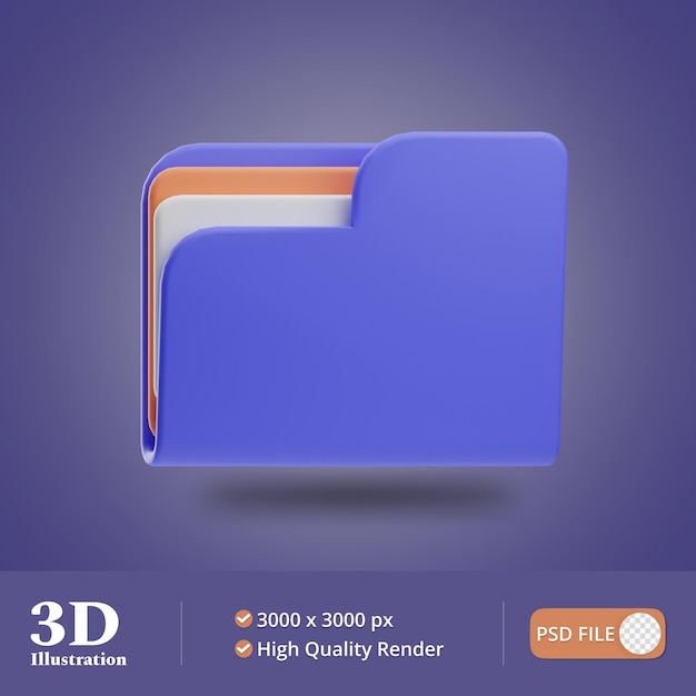 PSD ilustração 3d da pasta de recrutamento