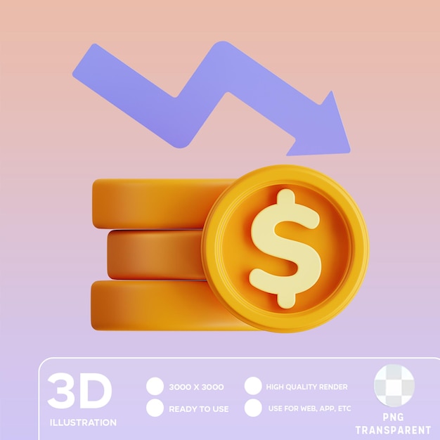 PSD ilustração 3d da perda de psd