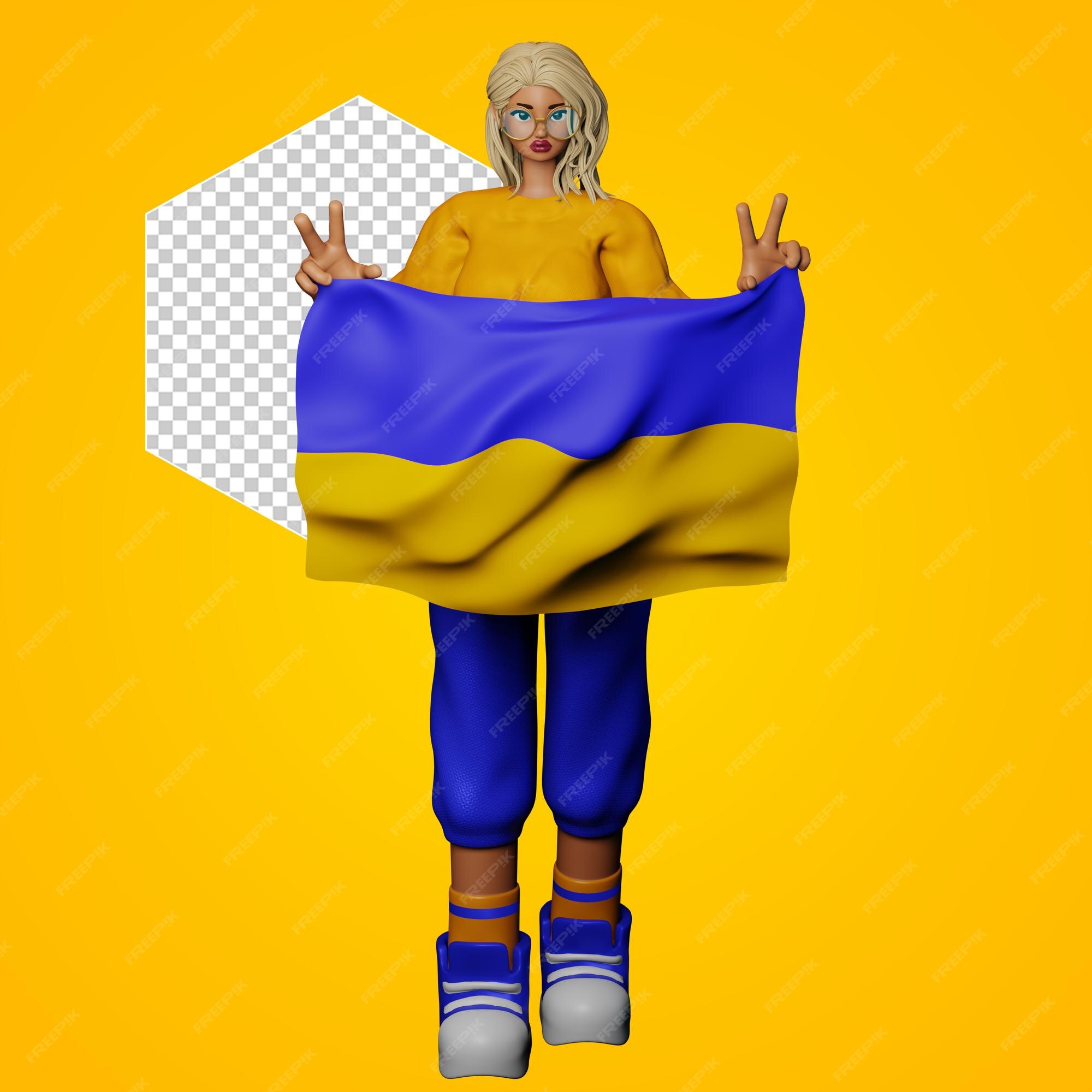 Ilustração 3d da personagem feminina esperança de paz