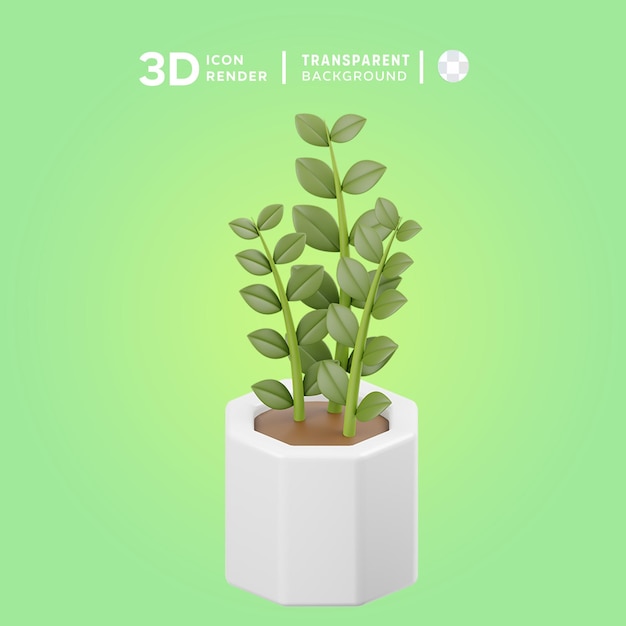 PSD ilustração 3d da planta psd zamioculcas zamiifolia