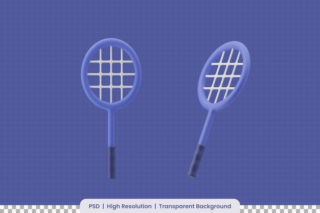 PSD ilustração 3d da raquete de badminton