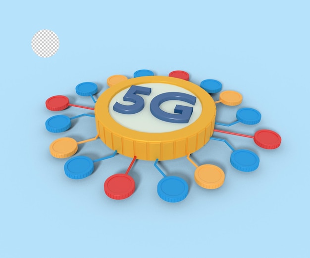 Ilustração 3d da rede de internet 5g