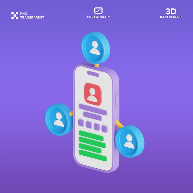 Ilustração 3D da rede social PSD