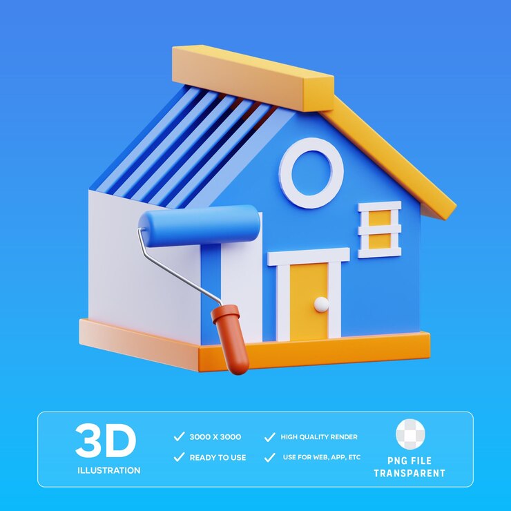 PSD ilustração 3d da renovação do psd