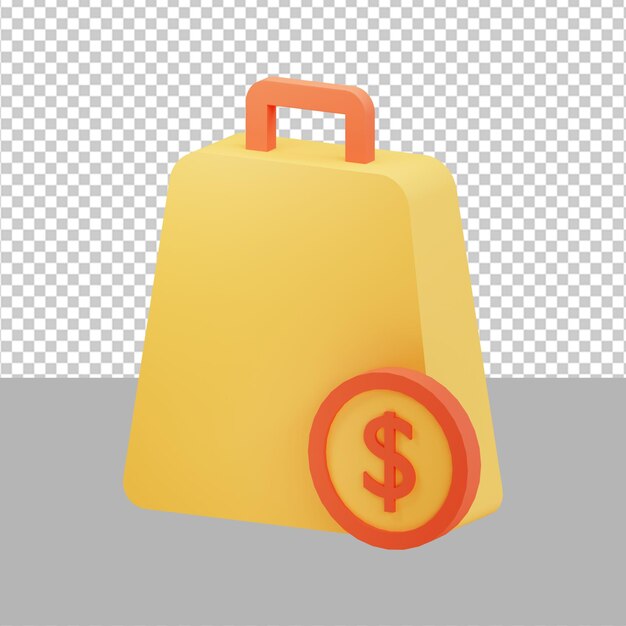 PSD ilustração 3d da sacola de compras