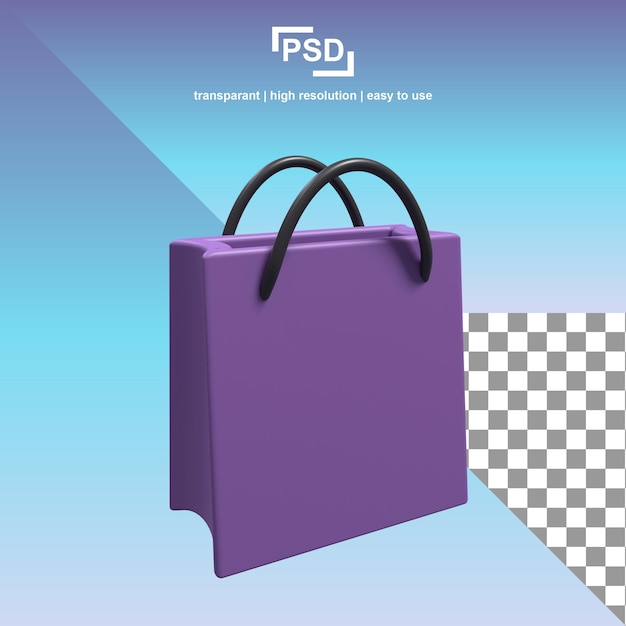 PSD ilustração 3d da sacola de compras