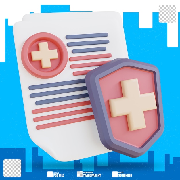 ilustração 3D da segurança do documento de saúde 2