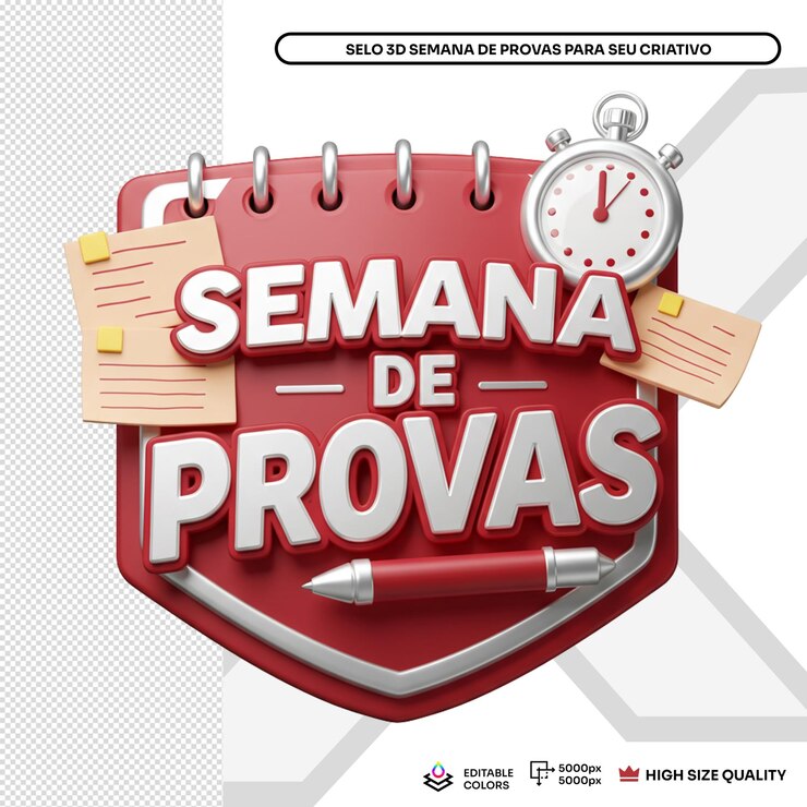 PSD ilustração 3d da semana do exame