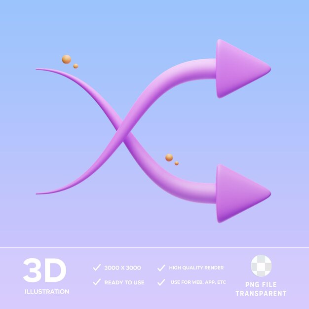 Ilustração 3D da seta de reorganização do PSD