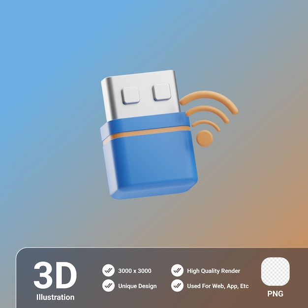 PSD ilustração 3d da unidade flash de tecnologia