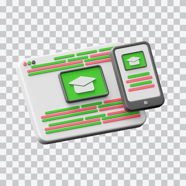 Ilustração 3D da Web Educação