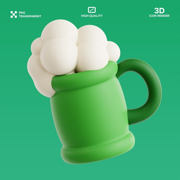 Ilustração 3D da xícara de cerveja PSD