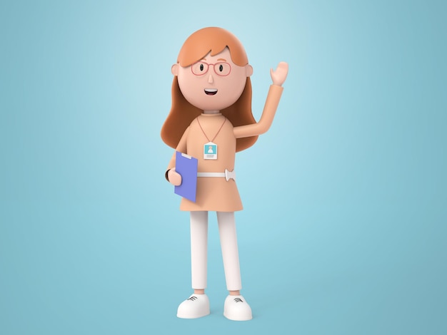 ilustração 3D das mulheres dos desenhos animados