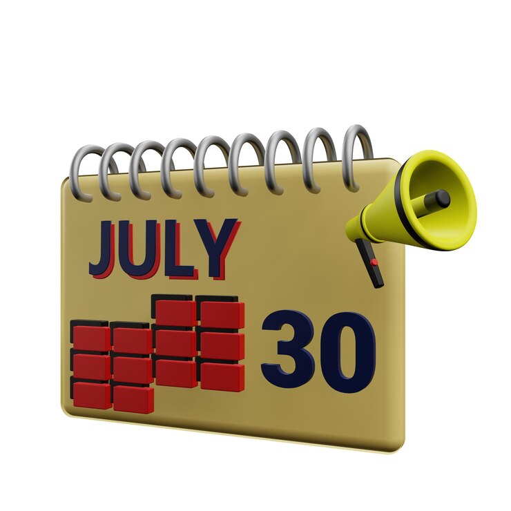 PSD ilustração 3d de 30 de julho