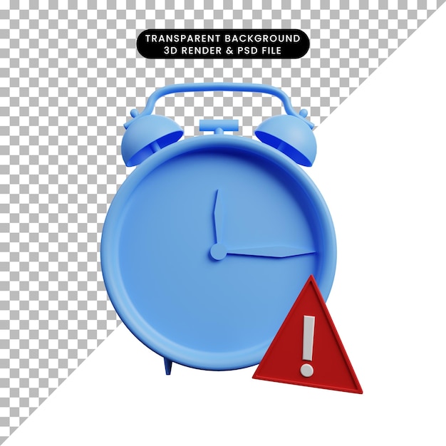 PSD ilustração 3d de alarme de tempo de conceito de ícone simples, ponto de exclamação