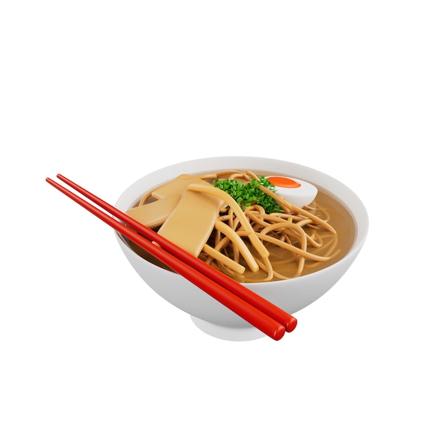 Ilustração 3D de alimentos japoneses