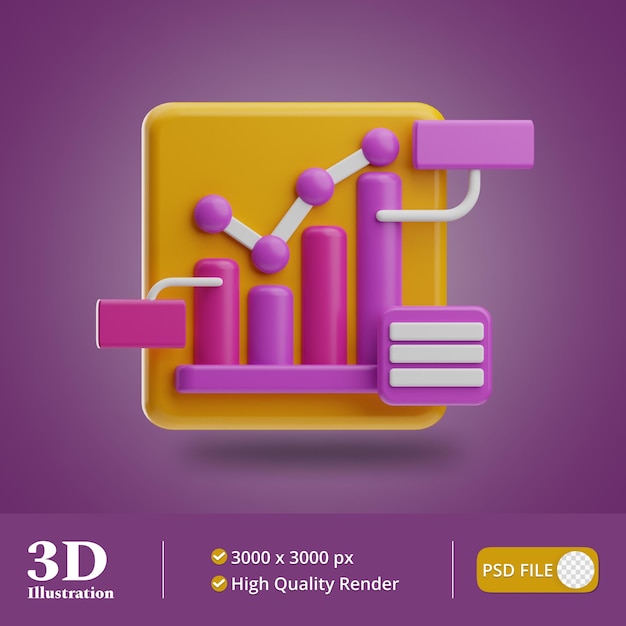 Ilustração 3d de análise de dados de marketing digital