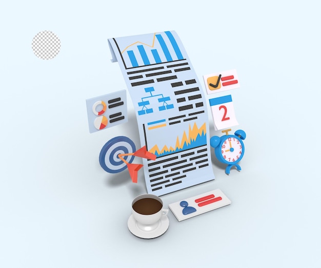 ilustração 3D de análise de dados de negócios