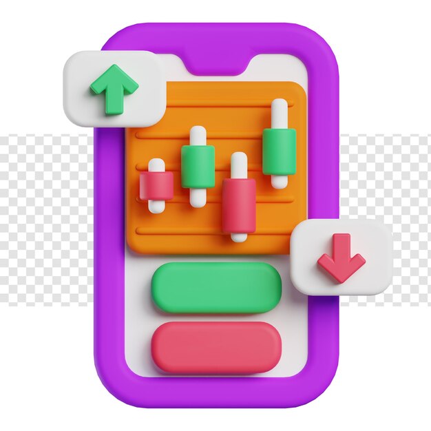 PSD ilustração 3d de análise de mercado de telefone