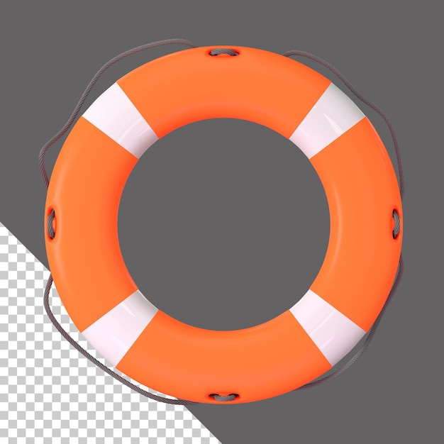 Ilustração 3d de anel de bóia salva-vidas laranja