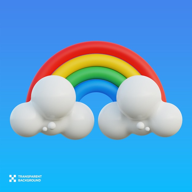 Ilustração 3D de arco-íris e nuvens em PSD