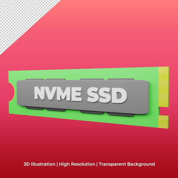 PSD ilustração 3d de armazenamento ssd nvme