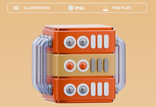 Ilustração 3D de armazenamento virtual PSD