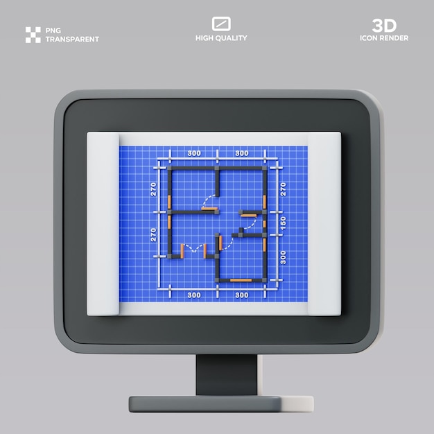 Ilustração 3D de arquisoftware PSD