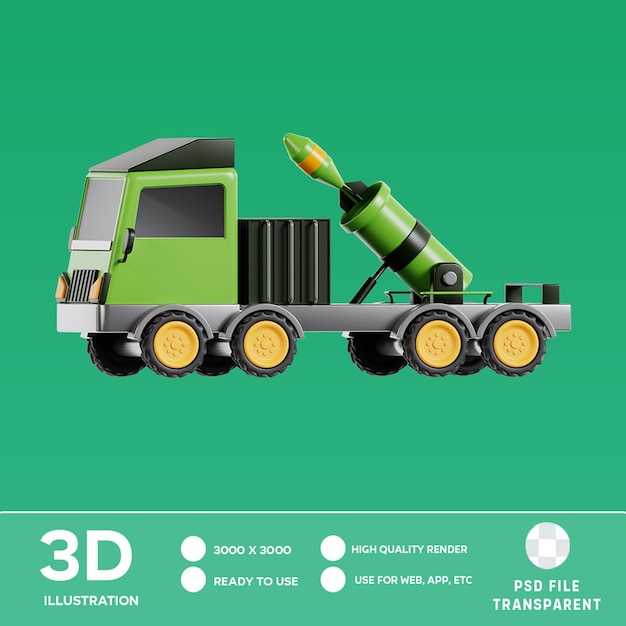 PSD ilustração 3d de artilharia psd