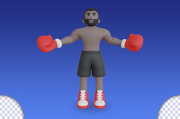 Ilustração 3d de atleta de boxe gritando