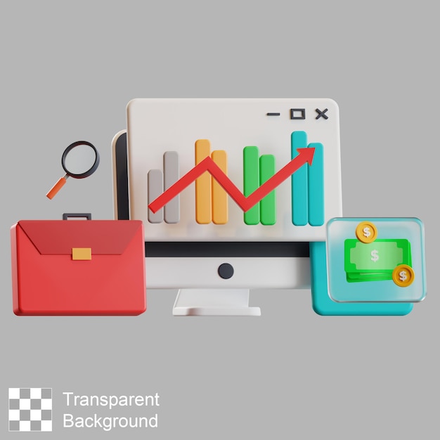 Ilustração 3D de aumento de valor comercial
