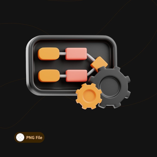 PSD ilustração 3d de automação de fluxo de trabalho