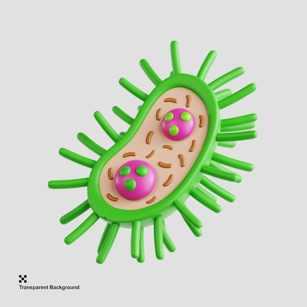 Ilustração 3D de bactérias microscópicas