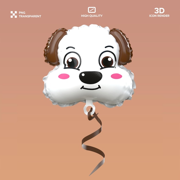 Ilustração 3D de balão de cão PSD