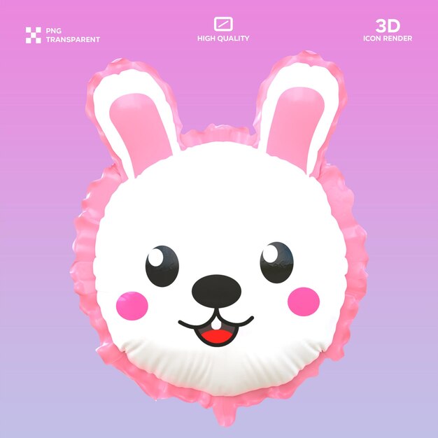 Ilustração 3D de balão de coelho PSD