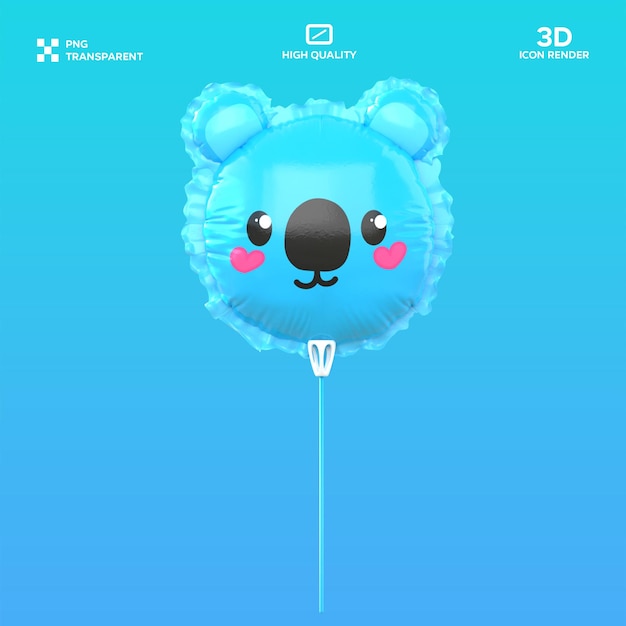 Ilustração 3D de balão de koala PSD