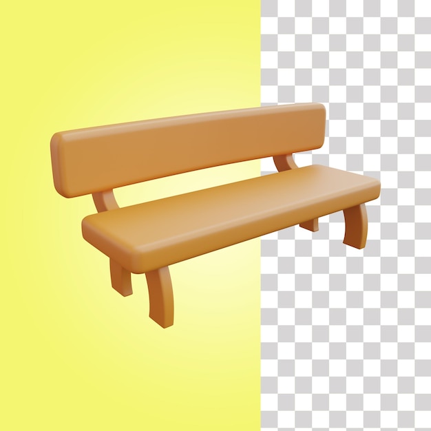 Ilustração 3D de banco de parque