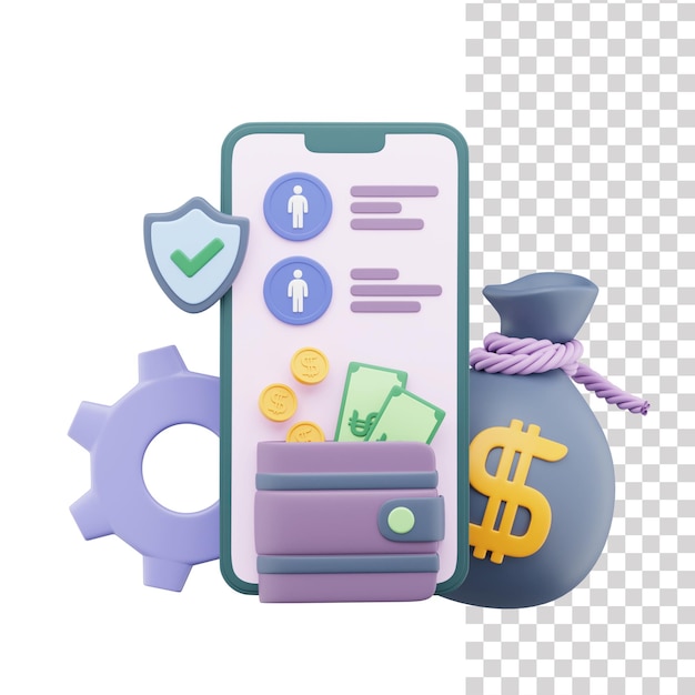Ilustração 3D de banco móvel