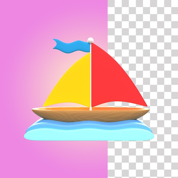 PSD ilustração 3d de barco à vela