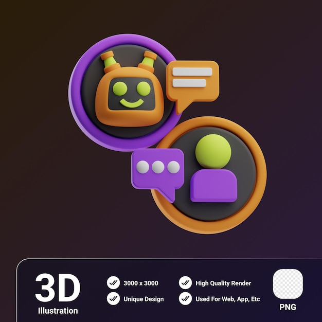 Ilustração 3d de bate-papo de objeto de assistente virtual
