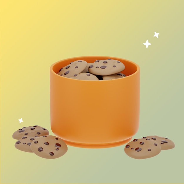 PSD ilustração 3d de biscoitos de chocolate