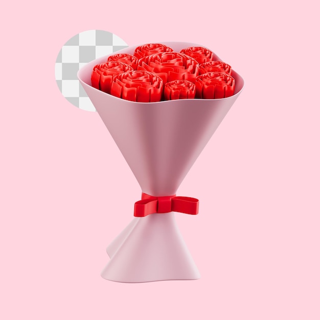 PSD ilustração 3d de buquê de flores