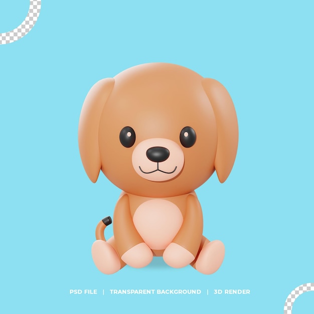 Ilustração 3d de cachorro fofo