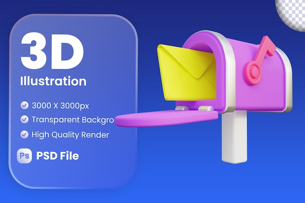 Ilustração 3d de caixa de correio estilizada