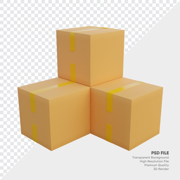 Ilustração 3D de caixas